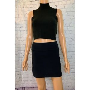 BEBE Black Mini Stretch Skirt w/Zipper size small Bodycon dress